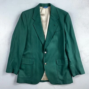 40R VTG Pendleton Mens Blazer Sport Coat Two Metal Button Jacket Green Suit Wool - Picture 1 of 13