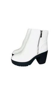 French Connection 10 jasmine Chunky Ankle Boots White Block Heel *display unit - Picture 1 of 8