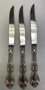 Gorham MELROSE Steak Knives Sterling Handle, Henckels Blade. Set Of 3. DHCM - Imagen 1 de 3