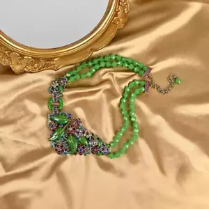 Gioielli Vintage Con Perline Vetro Smaltato Diamante Completo E Collana Diamante Pieno - Foto 1 di 5