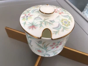 MINTON Bone China -Jelly Jar/Sugar Bowl with Lid "Vanessa" Floral w Gold Trim - Bild 1 von 6
