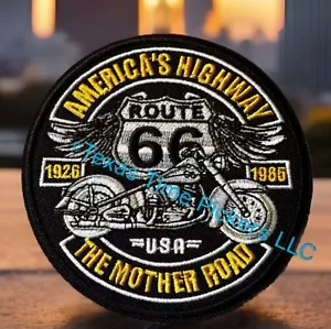 đ„Route 66 Harley Davidson Motorrad bestickt NĂ€hen BĂŒgelbild Biker MC 3+" Patch - Bild 1 von 7