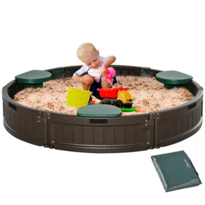 Kids Sandbox with Cover Chocolate Brown - Picture 1 of 7