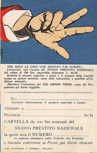 X713) WW1 PRESTITO NAZIONALE CON LOTTERIA "TRE SONO LE COSE CHE..." 1 PREMIO BUE - Imagen 1 de 2