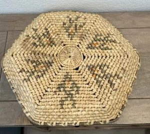 Bandeja canasta boho tejida a mano pastos marinos bronceados/grises decorativos arte de pared poco profundo de colección - Imagen 1 de 10