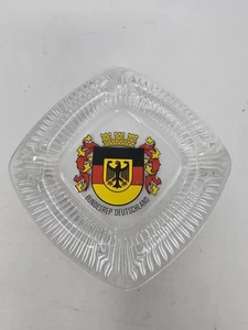Vintage Bundesrep Deutschland Deutscher Adler Wappen Glas Aschenbecher klar eckig - Bild 1 von 5