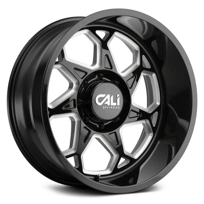 20x10 Cali Off-Road 9111 Sevenfold 5x5/5x127 -25 Gloss Black Milled Wheels Rims - Image 1 of 3