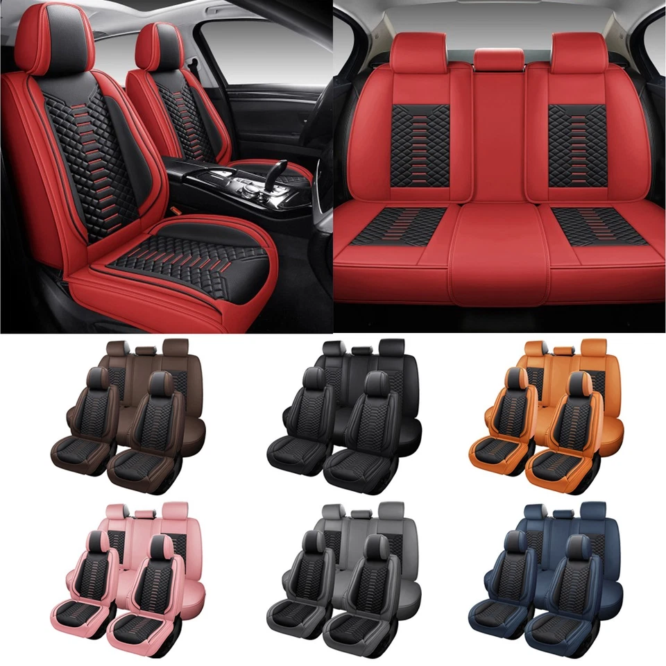 For GMC Sierra 1500 2500HD 3500HD Leather Seat Covers 5-Seat Full Set Front Rear Foto 1 de 4