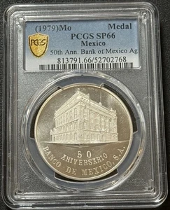 RARE 1979 Mo 24.96g .999 Silver Mexico 50th Anniversary Bank Of Mexico PCGS SP66 - Picture 1 of 4