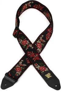Ernie Ball Jacquard Guitar Strap - Red Rose - Picture 1 of 6