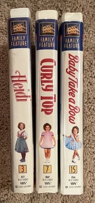 Shirley Temple Gift Set On VHS 3-Tape Collection Curly Top Baby Take A Bow Heidi - Image 1 of 3