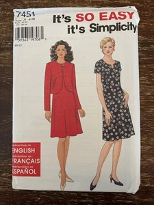 Vestido y chaqueta Simplicity 7451 SIN CORTAR patrón de costura, Misses Petite, talla A 8-18 - Imagen 1 de 2