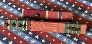 Authentisches genähtes Band/Medaillenständer aus dem Zweiten Weltkrieg mit seltener Ehrenlegion/Croix de Guerre - Bild 1 von 7