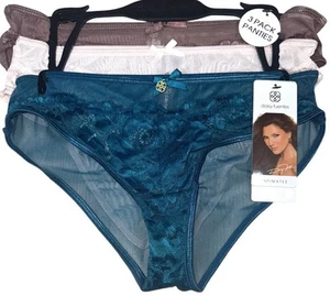 DAISY FUENTES Women 3-Pair Lace Mesh Hipster Underwear Panty Nylon Floral Size L - Picture 1 of 6