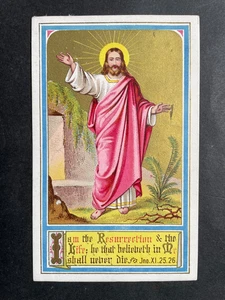 TARJETA RELIGIOSA VICTORIANA SALMO DE JESÚS RELIGIOSO YO SOY LA RESURRECCIÓN Y LA VIDA - Imagen 1 de 2