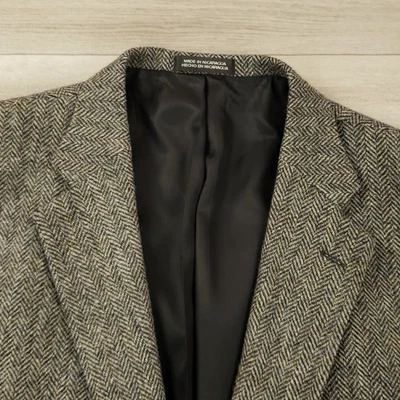 Stafford Vtg Tweed Blazer Men's 46L Classic Fit Wool Herringbone Black Brown Tan - Image 1 of 4