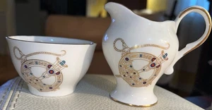 RARA Aer Lingus Royal Tara CREMA Y AZÚCAR Hueso Fino China Galway Irlanda Celta - Imagen 1 de 9