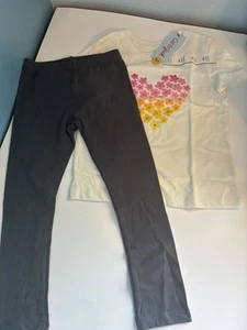 Girls 4T Cat & Jack Heart Short Sleeve And 5T Old Navy Leggings - Picture 1 of 6