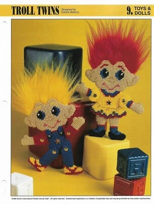 ANNIE'S ATTIC NEW 2 TROLL TWINS DOLLS ANNIE'S PLASTIC CANVAS PATTERN INSTRUCTIONS