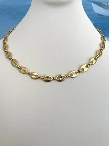 Collar de cadena de estado de eslabones marineros de oro chapado en oro de 24 k - Imagen 1 de 4