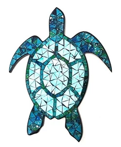 Mosaic Turtle teal and green wall art plaque decoration L38cm x W31cm-NEW - Picture 1 of 9