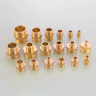 Brass Male Equal / Reducing Hexagon Nipple BSP 1/8" 1/4" 3/8" 1/2" 3/4" 1" - Image 1 of 4