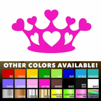 Calcomanía troquelada pared ventana coche princesa amor princesa corazón corona vinilo calcomanía Foto 1 de 4