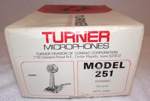 Turner Vintage Modell 251 Mikrofon dynamisch LO-Z 150 Ohm 20 Fuß Kabel *NEU* - Bild 1 von 10
