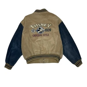Vintage Disney Mickey Mouse Suede Leather Jacket Original Style Adult Size XL US - Picture 1 of 18