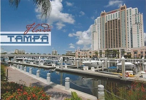 Postal Florida Tampa Channelside Boats Foto de Julie P. Valdés Gran Tamaño COMO NUEVA - Imagen 1 de 1