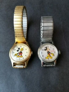 2 Vintage Mickey Mouse Disney Wristwatches Ingersoll & Lorus, Circa 1970's - Picture 1 of 4