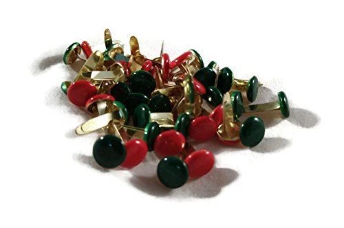 Surtido Brads de Navidad Brads redondos grandes rojos y verdes a granel 50ct - 5/16 pulgadas Foto 1 de 1