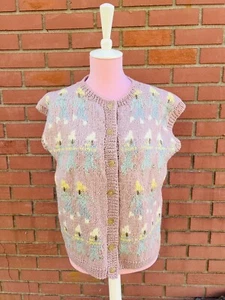 Beautiful Hand Knitted 100% Virgin Wool Vintage Roberta Frost Vest Size Small - Picture 1 of 7