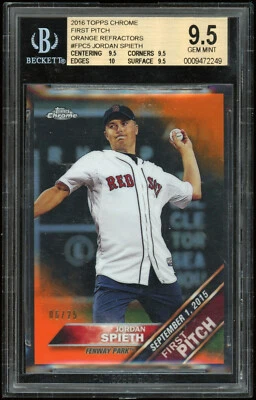 2016 Topps Chrome #FPC5 Jordan Spieth BGS 9.5 Orange Refractor /25 w/ 10 sub - Image 1 of 2