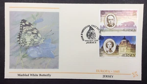 Jersey, EUROPA 1985 Music Set FDC - Marbled White Butterfly - Picture 1 of 2