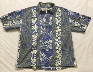 Camisa Hilo Hattie para Hombre Grande Azul con Botones Floral Hawaiana - Imagen 1 de 8
