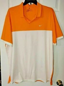 Mens Nike Golf Orange White Color Block Polo Shirt Sz 2XL Standard Dri-Fit Adult - Picture 1 of 3