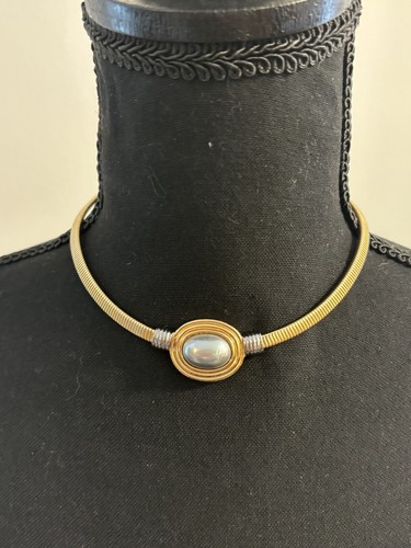 Christian Dior anni '80 Collana Perla Finta Due Toni Regolabile