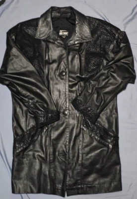 Chaqueta gabardina vintage COMINT de cuero genuino de leopardo mediana para mujer Foto 1 de 4