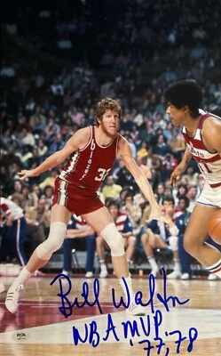 Foto firmada por Bill Walton 12x18 NBA Portland Trailblazers 'NBA MVP 77,78' PSA Foto 1 de 2