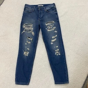 Topshop Women's Jeans Size 26 Ripped Button Fly Hayden Boyfriend High-Rise - Picture 1 of 9
