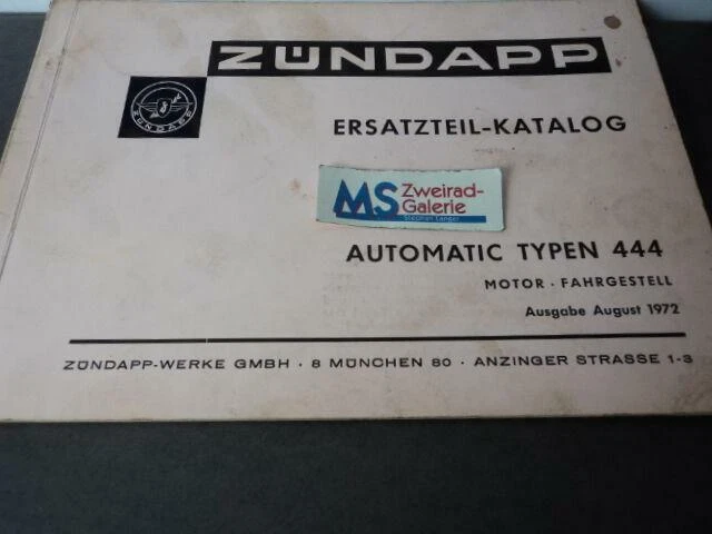 Zündapp Automatic Typen 444 Ersatzteilkatalog 1972 B2444 - Bild 1 von 1