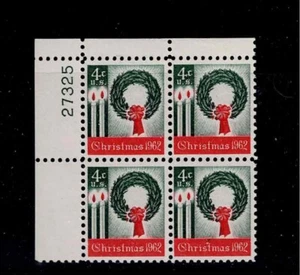 US Scott #1205, Plate Block #27325 1962 Christmas 4c FVF MNH Upper Left - Picture 1 of 1