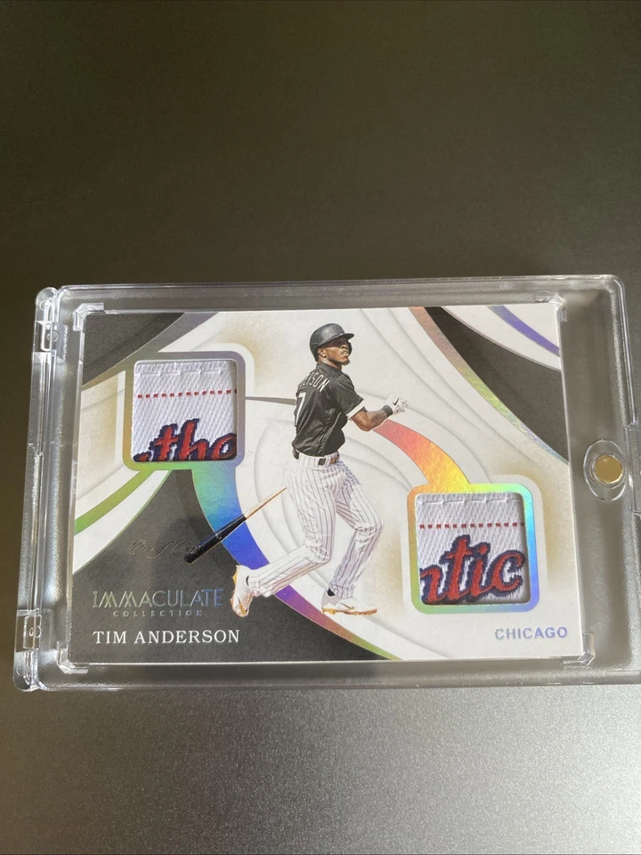 2020 Panini Immaculate Materials 1/1 Tim Anderson ID-TA Dual Laundry Tag Patch - Image 1 of 2