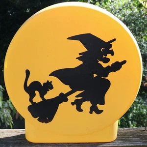 VINTAGE SUN HILL HALLOWEEN FLYING WITCH & CAT MOON 21" BLOW MOLD - Picture 1 of 7