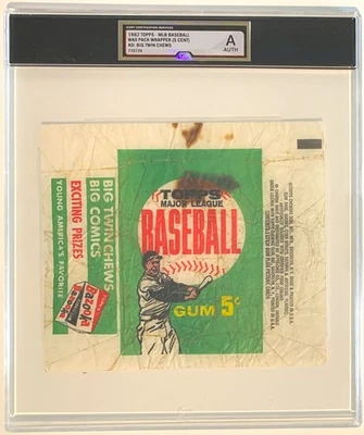1962 Topps Baseball Wrapper iCert Graded Authentic - Image 1 of 2