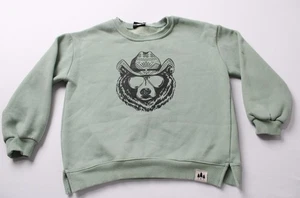 The Montana Scene Boy's Long Sleeve Hey Bear Fleece Sweatshirt EJ3 Green Size 6 - Picture 1 of 4