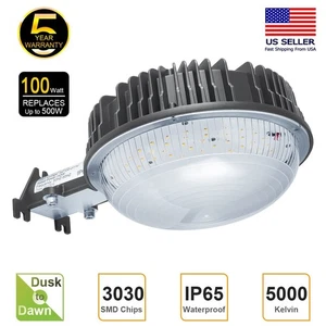 LED Outdoor Yard Barn Light Dusk To Dawn Waterproof Security 100W Flood Lighting - Picture 1 of 13