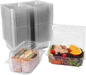 50 Pcs Plastic Hinged Food Containers with Lids, 7.3× 4.9×3.8 Disposable Clamshe - Picture 1 of 12