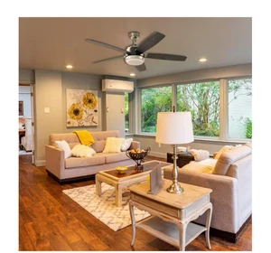 Gaia 52 in. Indoor Matte Black and Brushed Nickel Ceiling Fan w/LED/Remote - Picture 1 of 6